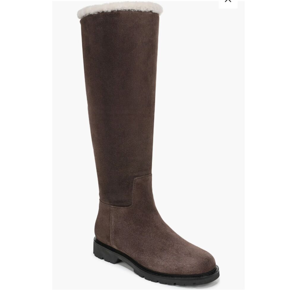 New Vince Sibelle Genuine Shearling Knee High Boot Truffle Brown 8M